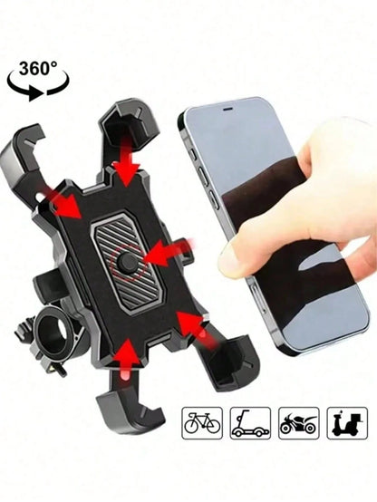 1pc 360° Rotatable Anti-Drop Bicycle Phone Holder, ABS Material, Quick Installation Auto-Lock Design, Suitable For 4.7-6.8 Inch Phones, Multi-Function Outdoor Cycling Navigation Accessory, Can Be Inst