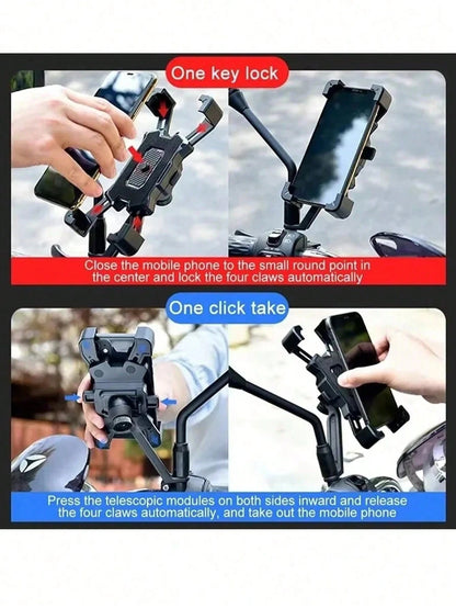 1pc 360° Rotatable Anti-Drop Bicycle Phone Holder, ABS Material, Quick Installation Auto-Lock Design, Suitable For 4.7-6.8 Inch Phones, Multi-Function Outdoor Cycling Navigation Accessory, Can Be Inst