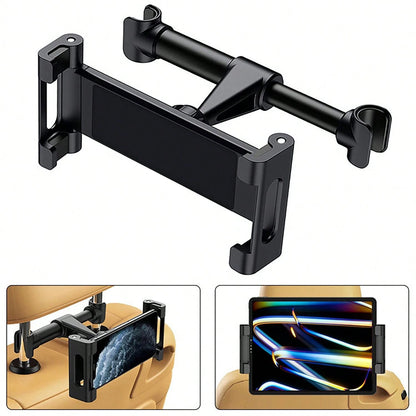 1pc 360° Rotatable Car Headrest Phone Tablet Holder, Adjustable Stretch Back Seat Mount Stand For 4-11 Inch Smartphone Universal Auto Rear Seat Entertainment Bracket