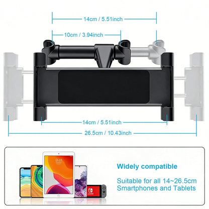 1pc 360° Rotatable Car Headrest Phone Tablet Holder, Adjustable Stretch Back Seat Mount Stand For 4-11 Inch Smartphone Universal Auto Rear Seat Entertainment Bracket