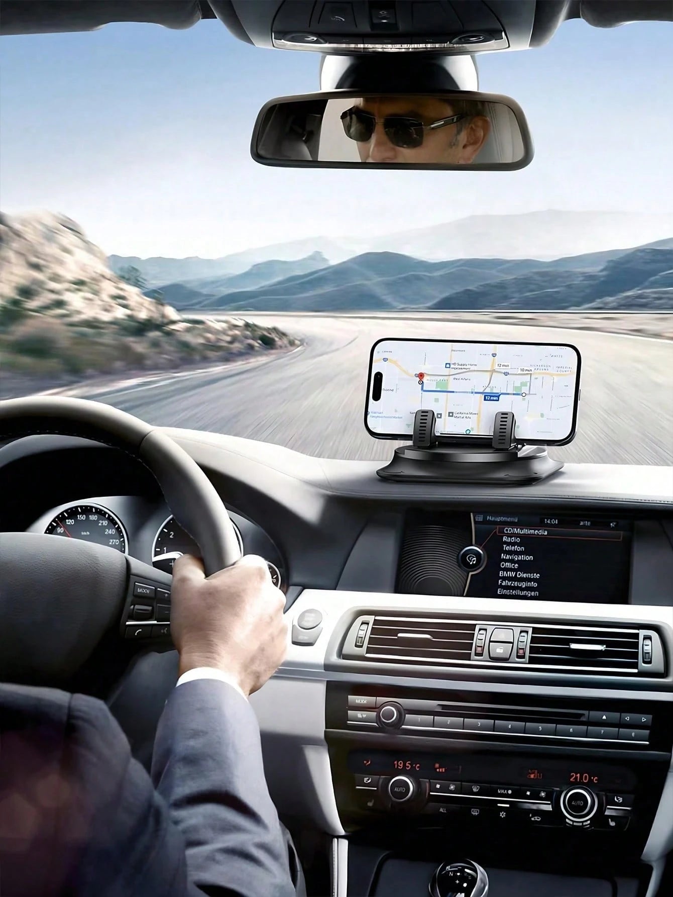 1pc 360° Rotating Dashboard Phone Holder, Nano Gel Base Enhances Grip, Auto Lock Prevents Overheating, Suitable For Phones With Or Without Cases