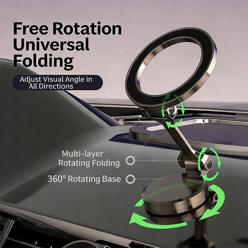 1pc 360° Rotating Magnetic Car Phone Holder- Made Of High-Strength Zinc Alloy, Foldable Dashboard Mount, Supports Hands-Free Navigation, Ideal Birthday Gift, Compatible With All Smartphone Models, Wa