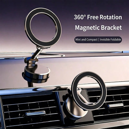 1pc 360° Rotating Magnetic Car Phone Holder- Made Of High-Strength Zinc Alloy, Foldable Dashboard Mount, Supports Hands-Free Navigation, Ideal Birthday Gift, Compatible With All Smartphone Models, Wa