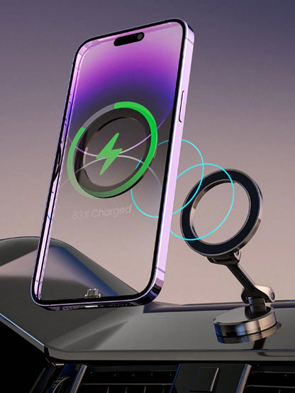 1pc 360° Rotating Magnetic Car Phone Holder- Made Of High-Strength Zinc Alloy, Foldable Dashboard Mount, Supports Hands-Free Navigation, Ideal Birthday Gift, Compatible With All Smartphone Models, Wa