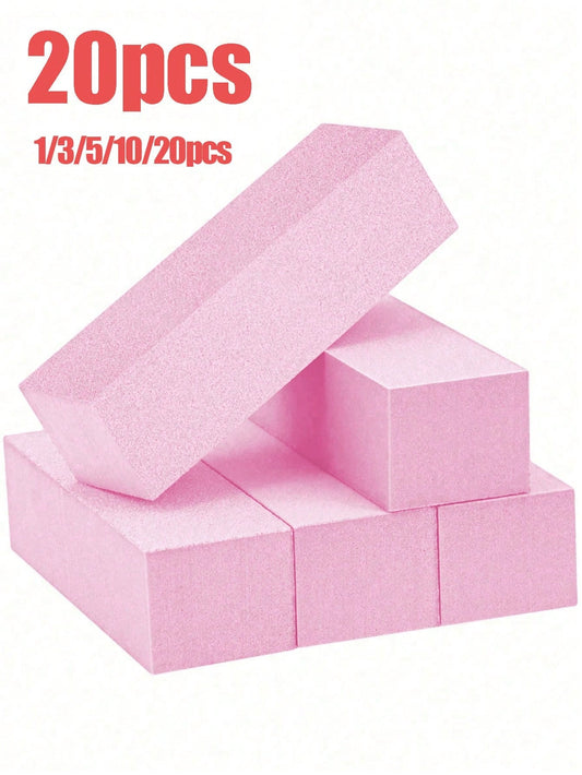 1pc/3pcs/5pcs/10pcs/20pcs Nail Buffer Block, Medium/Fine Grit 100/180 Finishing Buffers For Acrylic Nails Gel Polish Nails, 3 Way Professional Pedicure Manicure Buffer Kits