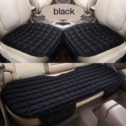 1pc/3pcs Car Seat Covers, Luxury Plush All Season Universal Seat Cushion Covers For Sedan Bottom Seats, Front & Rear Comfortable Protective Covers For SUV, Non-Slip Rubber Bottom With Storage Pockets