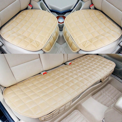 1pc/3pcs Car Seat Covers, Luxury Plush All Season Universal Seat Cushion Covers For Sedan Bottom Seats, Front & Rear Comfortable Protective Covers For SUV, Non-Slip Rubber Bottom With Storage Pockets