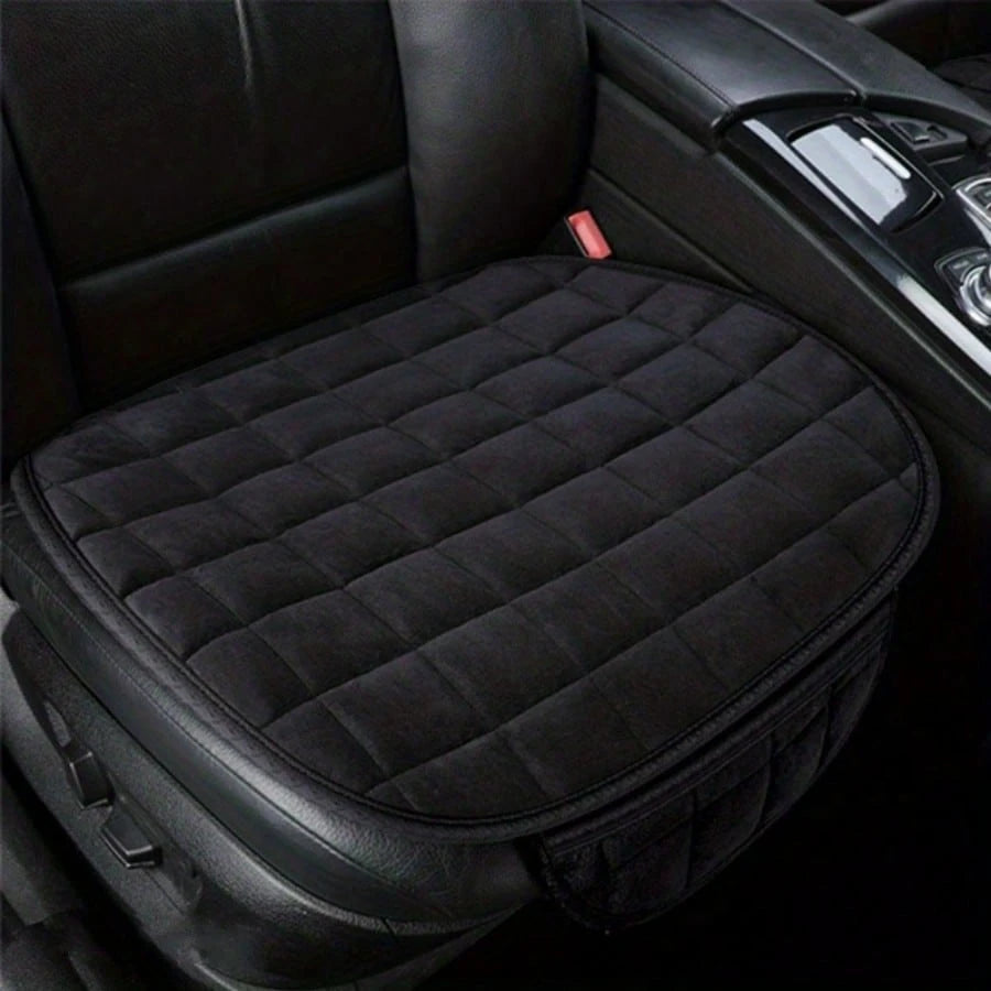 1pc/3pcs Car Seat Covers, Luxury Plush All Season Universal Seat Cushion Covers For Sedan Bottom Seats, Front & Rear Comfortable Protective Covers For SUV, Non-Slip Rubber Bottom With Storage Pockets
