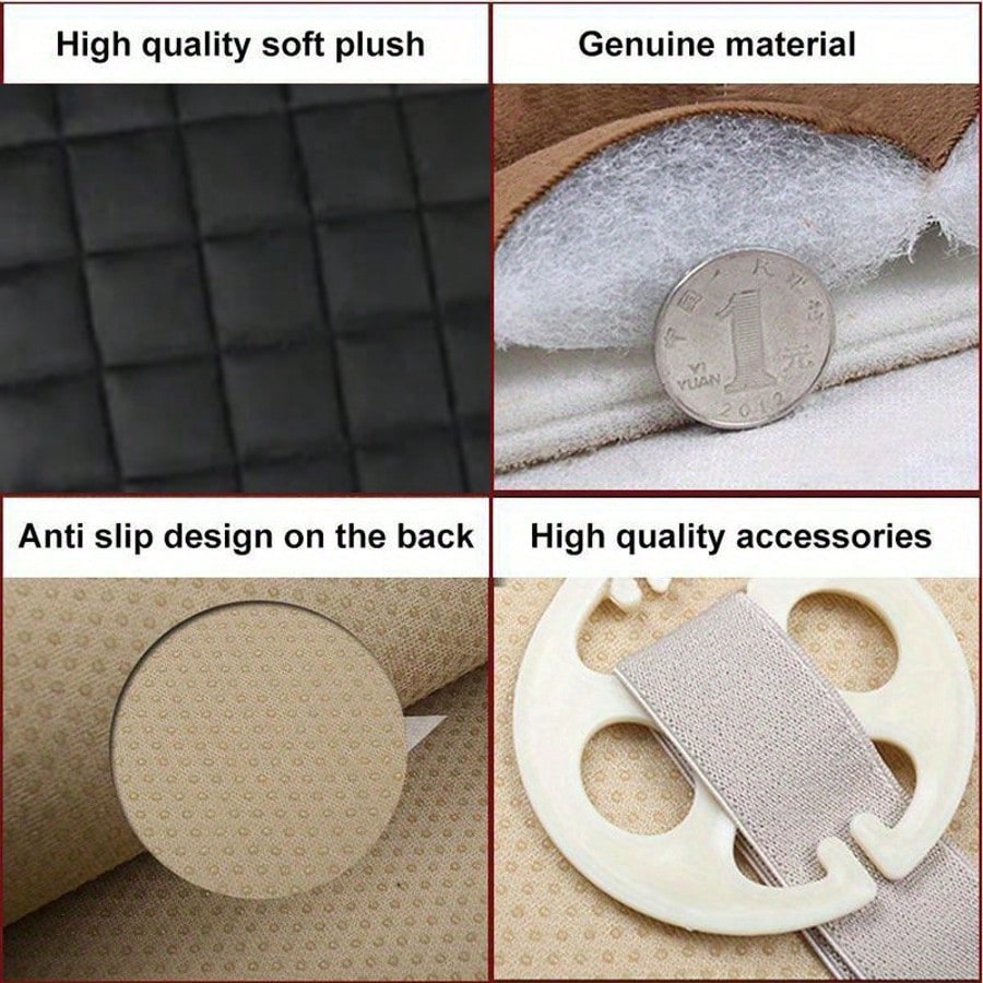 1pc/3pcs Car Seat Covers, Luxury Plush All Season Universal Seat Cushion Covers For Sedan Bottom Seats, Front & Rear Comfortable Protective Covers For SUV, Non-Slip Rubber Bottom With Storage Pockets