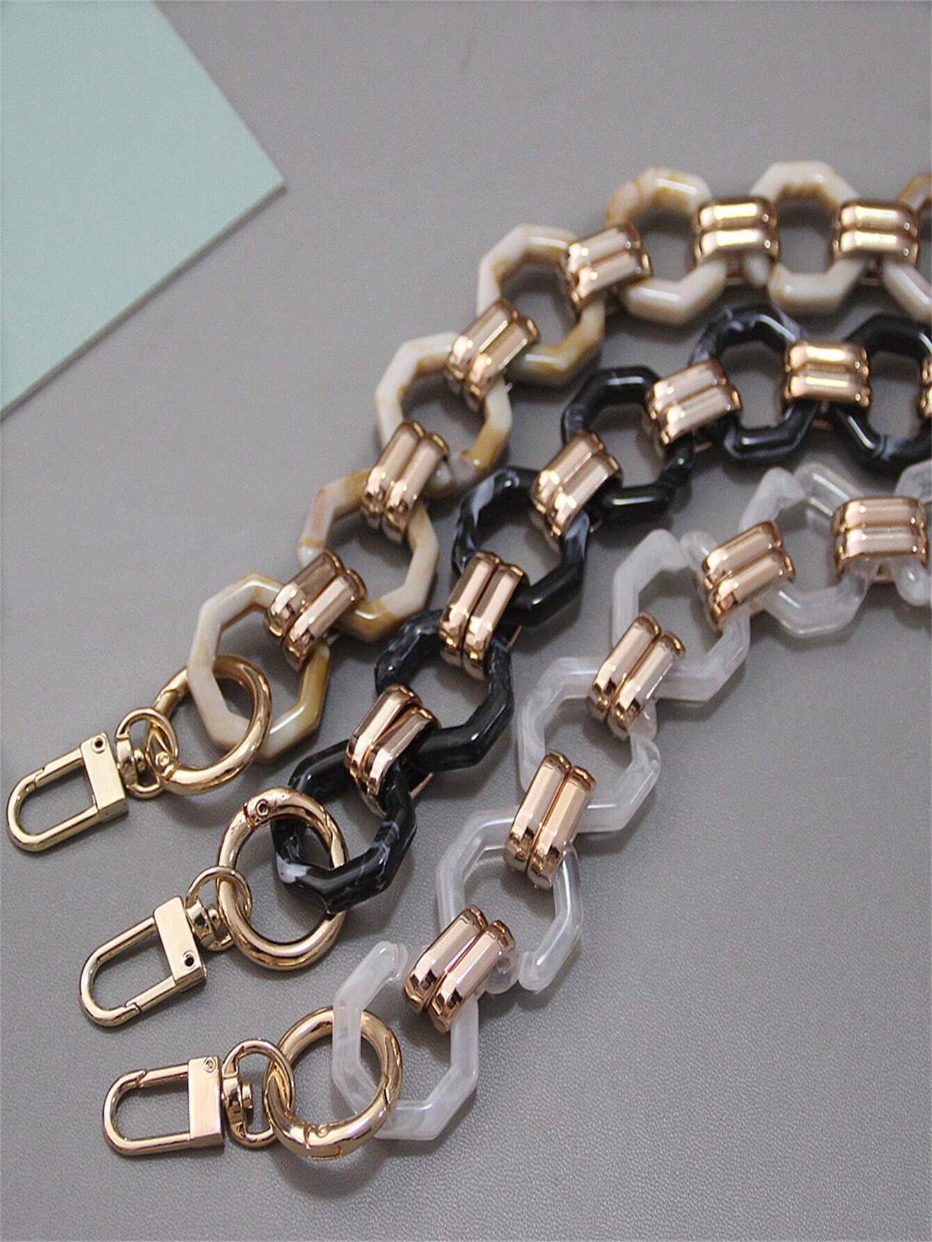 1pc 40/80/120cm Octagonal Buckle Acrylic Resin Chain, Baroque Vintage Contrast Color Resin Handmade Detachable Chunky Chain For Women Bag
