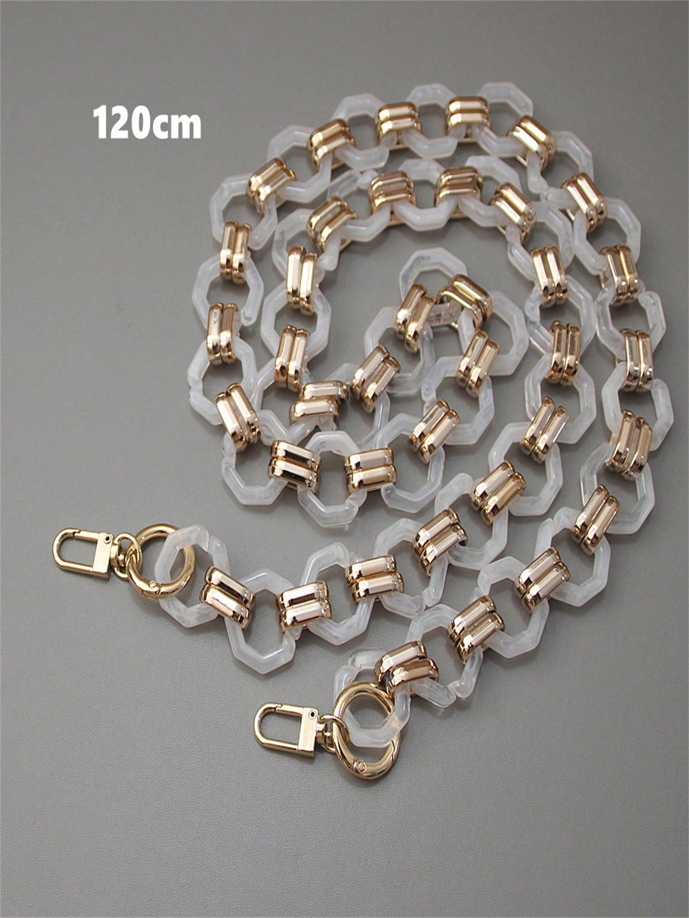 1pc 40/80/120cm Octagonal Buckle Acrylic Resin Chain, Baroque Vintage Contrast Color Resin Handmade Detachable Chunky Chain For Women Bag