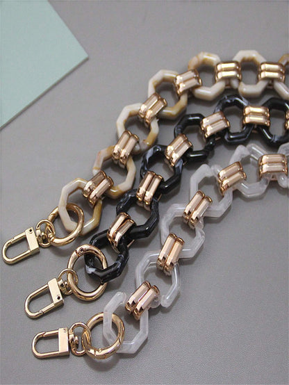 1pc 40/80/120cm Octagonal Buckle Acrylic Resin Chain, Baroque Vintage Contrast Color Resin Handmade Detachable Chunky Chain For Women Bag