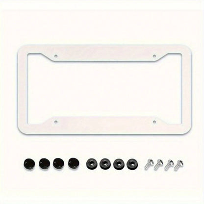1pc 6.3x12.2in 2D Flat Black Leopard Print Aluminum License Plate Frame, With Mount Screws & Washers, Universal Fit Sedans SUVs Pickups Commercial Vehicles Car Must Haves,Car Decor,Car Cover,Car Acess