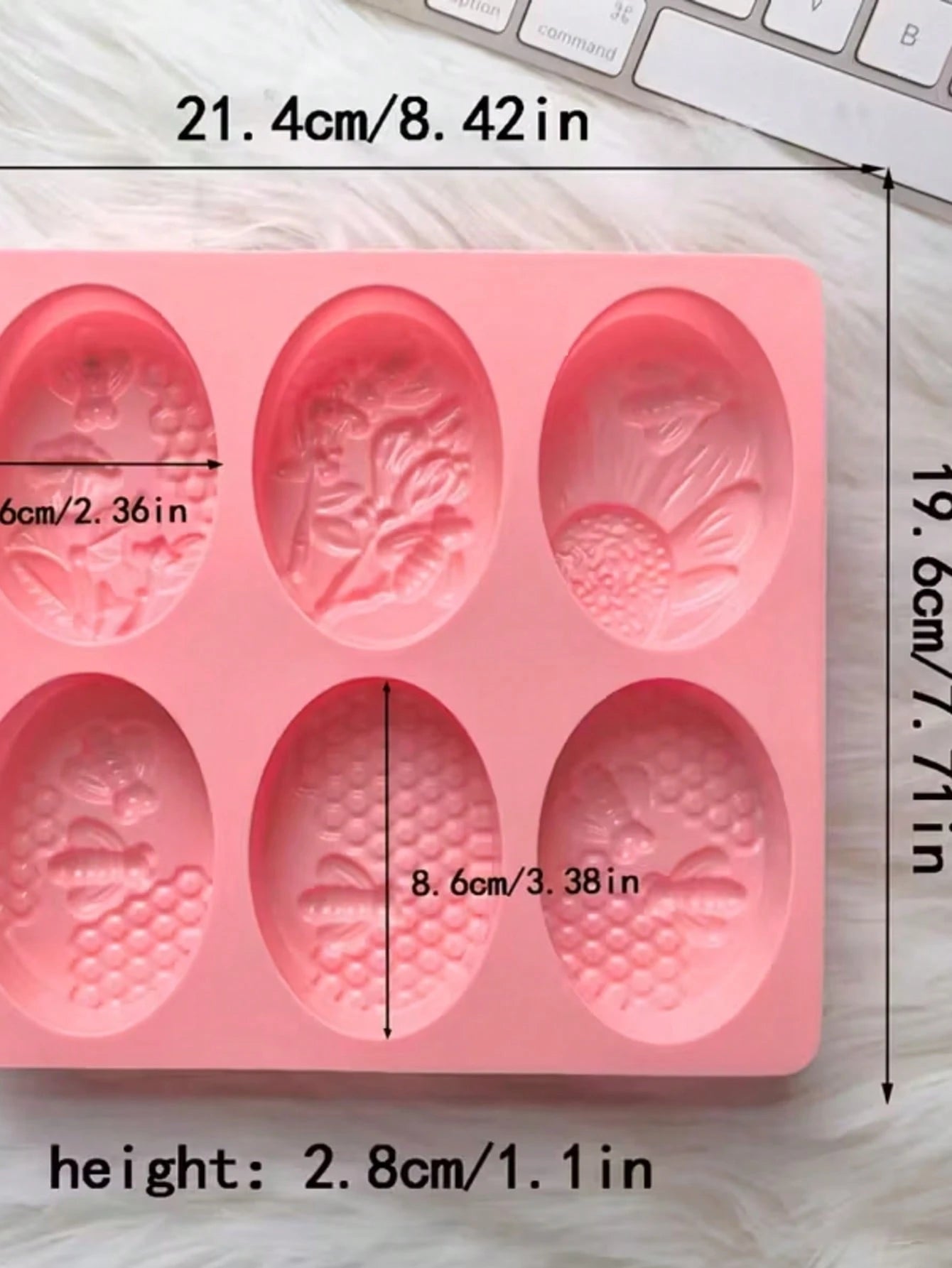 1pc 6-Cavity Silicone Oval Bee Shaped Soap Mold, 3D Handmade DIY Soap Mold
