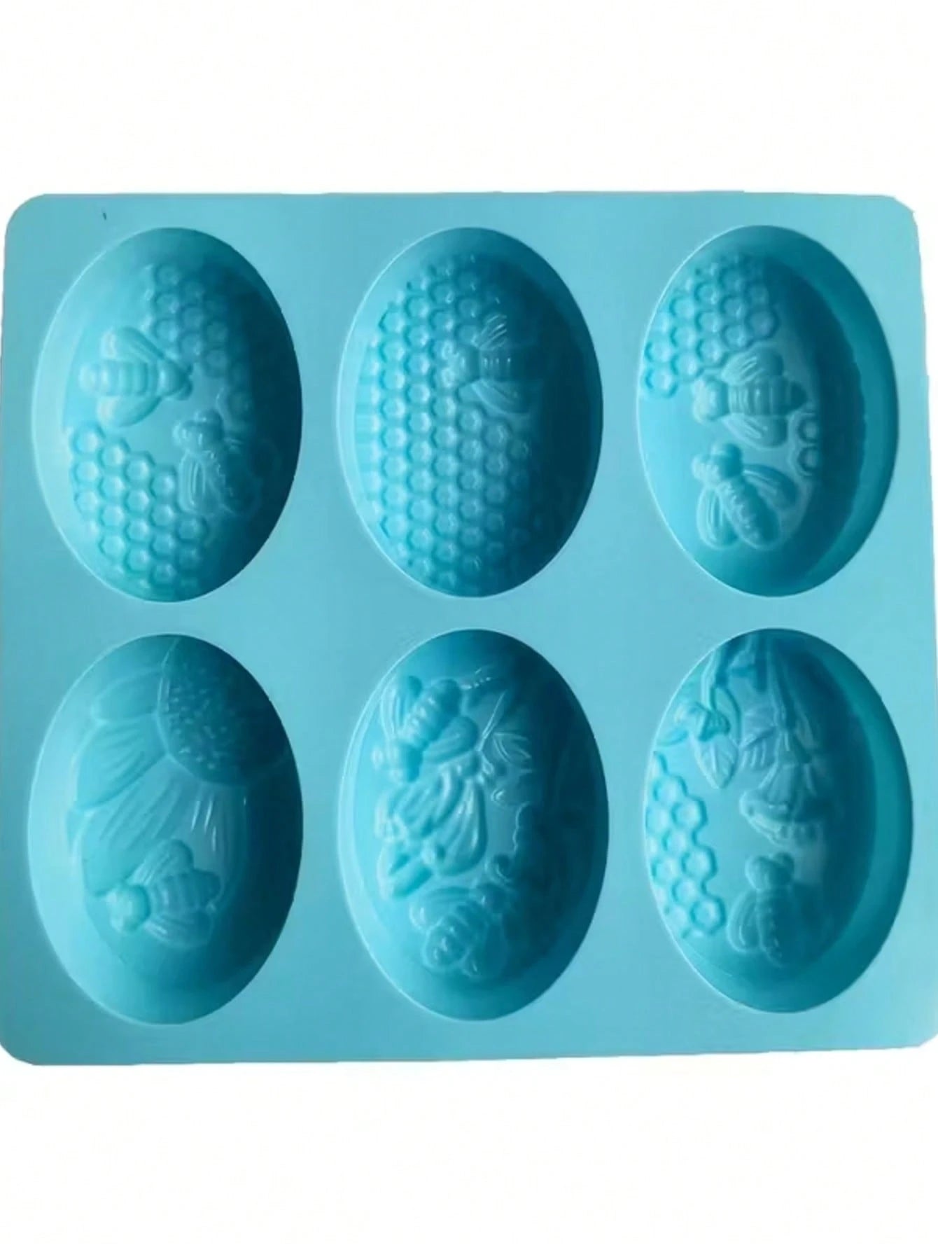 1pc 6-Cavity Silicone Oval Bee Shaped Soap Mold, 3D Handmade DIY Soap Mold