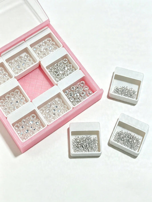 1pc 9-Grid Nail Art Storage Box, Portable Nail Rhinestone Pearl Gemstone Organizer, Large Capacity Nail Decoration Compartment Storage Box, Suitable For Nail Salon DIY