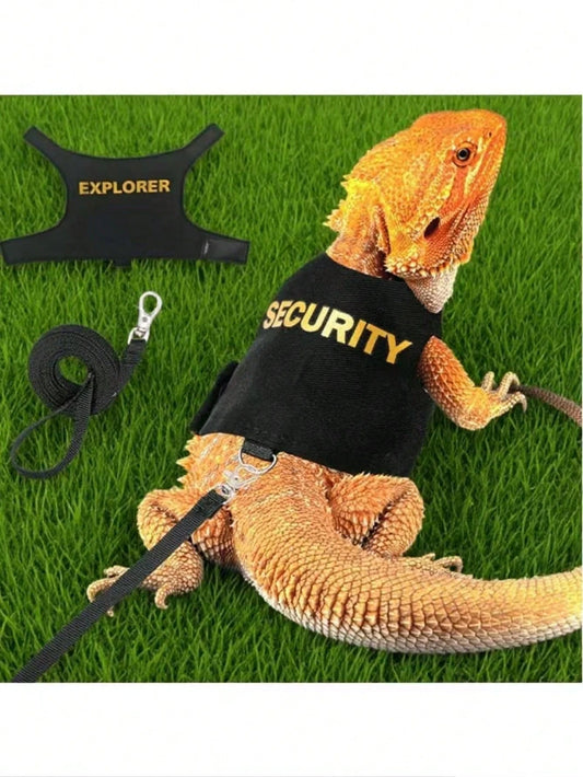 1pc Adjustable Size Reptile Harness With Leash- Comfortable Fit, Suitable For Bearded Dragon, Lizard And Small Pets- Polyester Outdoor Walking Gear