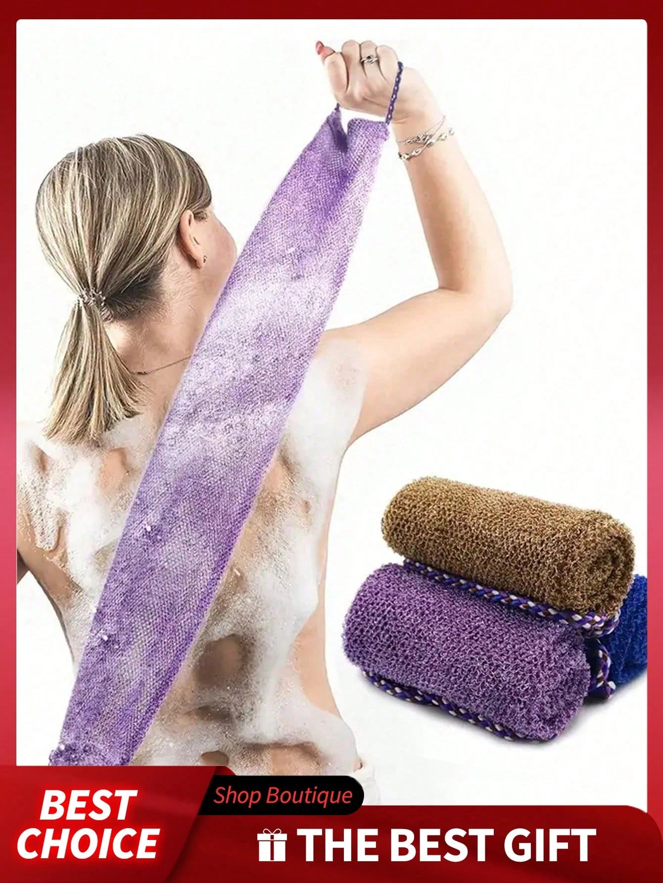 1pc African Mesh Exfoliating Bath Sponge Set, Double-Sided Design, Gentle/Coarse Exfoliation, Effective Body Scrub, Body Scrubbing, High-Quality Mesh Material, Convenient Tie Design, Loofah Bath Spong