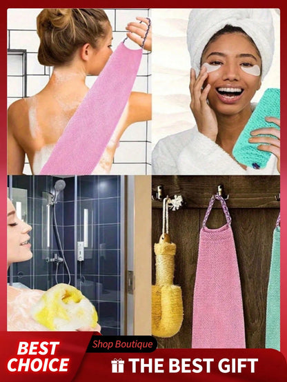 1pc African Mesh Exfoliating Bath Sponge Set, Double-Sided Design, Gentle/Coarse Exfoliation, Effective Body Scrub, Body Scrubbing, High-Quality Mesh Material, Convenient Tie Design, Loofah Bath Spong