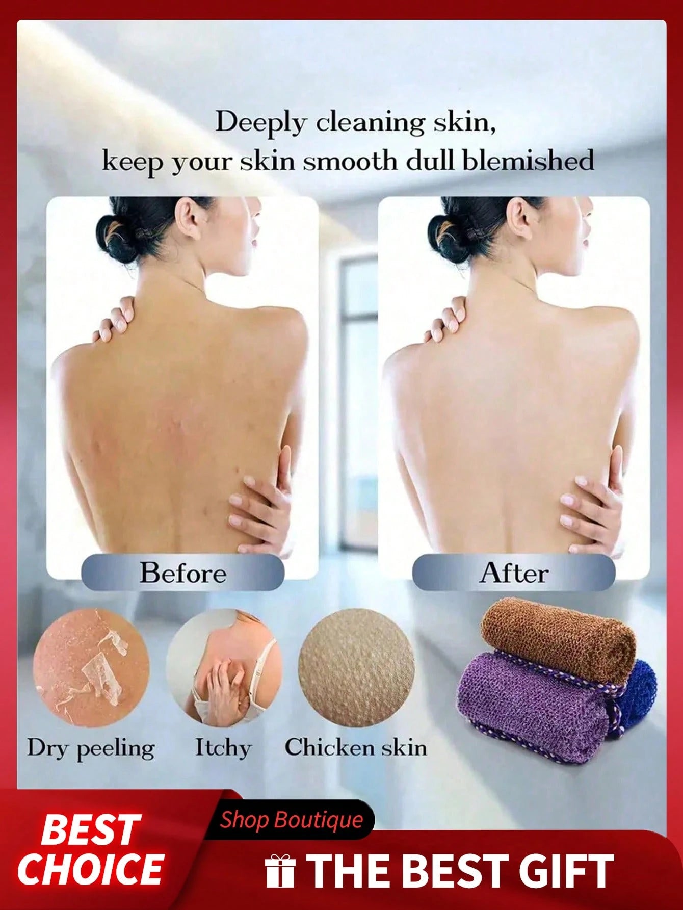 1pc African Mesh Exfoliating Bath Sponge Set, Double-Sided Design, Gentle/Coarse Exfoliation, Effective Body Scrub, Body Scrubbing, High-Quality Mesh Material, Convenient Tie Design, Loofah Bath Spong