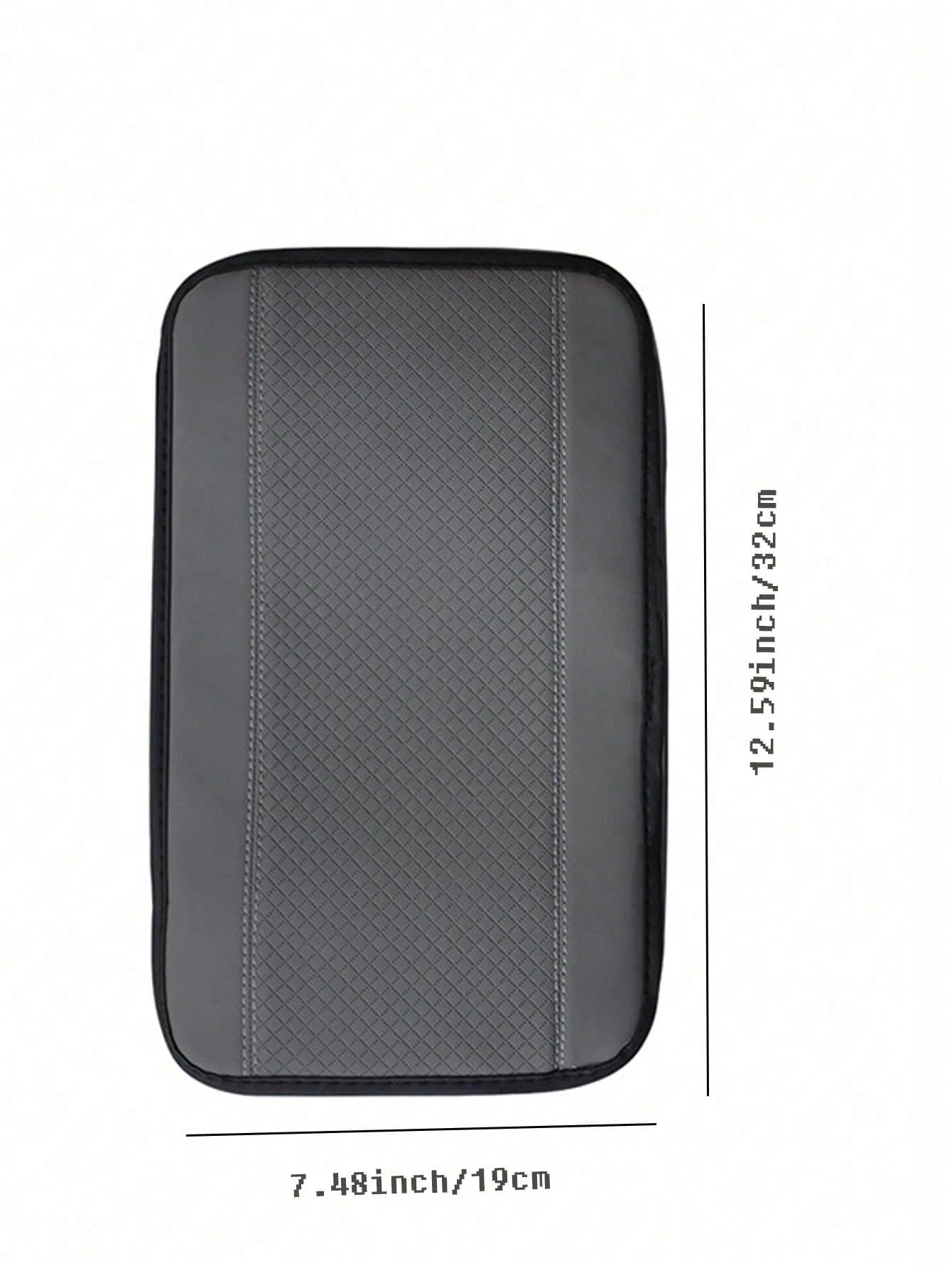 1pc All-Season Universal Center Console Armrest Cover, Premium Breathable Fiber Leather Embossed Double-Stitched Anti-Slip Car Center Armrest Box Mat