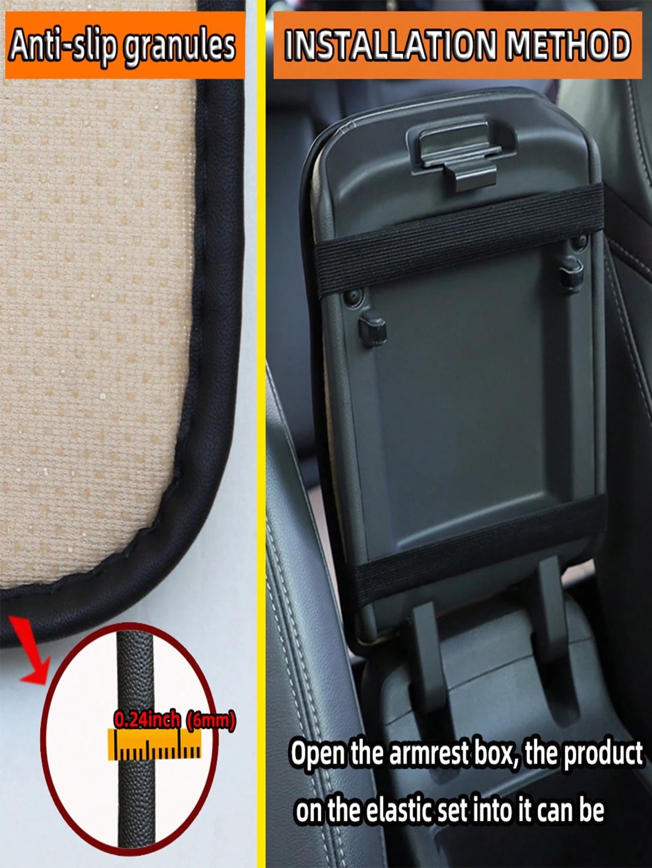 1pc All-Season Universal Center Console Armrest Cover, Premium Breathable Fiber Leather Embossed Double-Stitched Anti-Slip Car Center Armrest Box Mat
