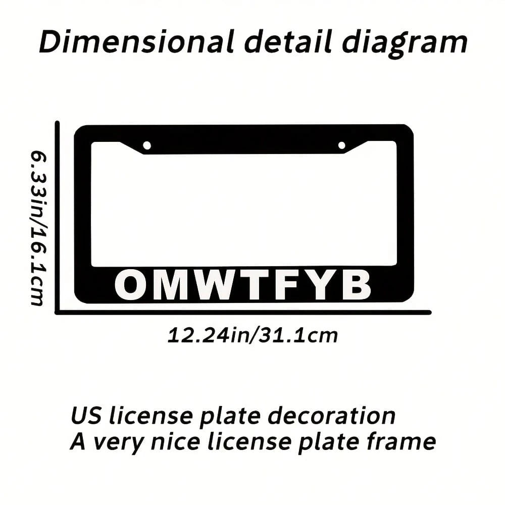 1pc Aluminum License Plate Frame OMWTFYB- 6x12 Inch, Rustproof & Weather-Resistant, Easy To Install, Novelty Auto Accessory Car Enthusiasts & Drivers, Car Owners, Car License Plate Holder| Novelty Li