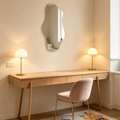 1pc Asymmetrical Wavy Wall-Mounted Full Length Mirror, Living Room Home Decor, Bedroom Wall Decoration Acrylic Cloud Mirror, Living Room Decorative Mirror