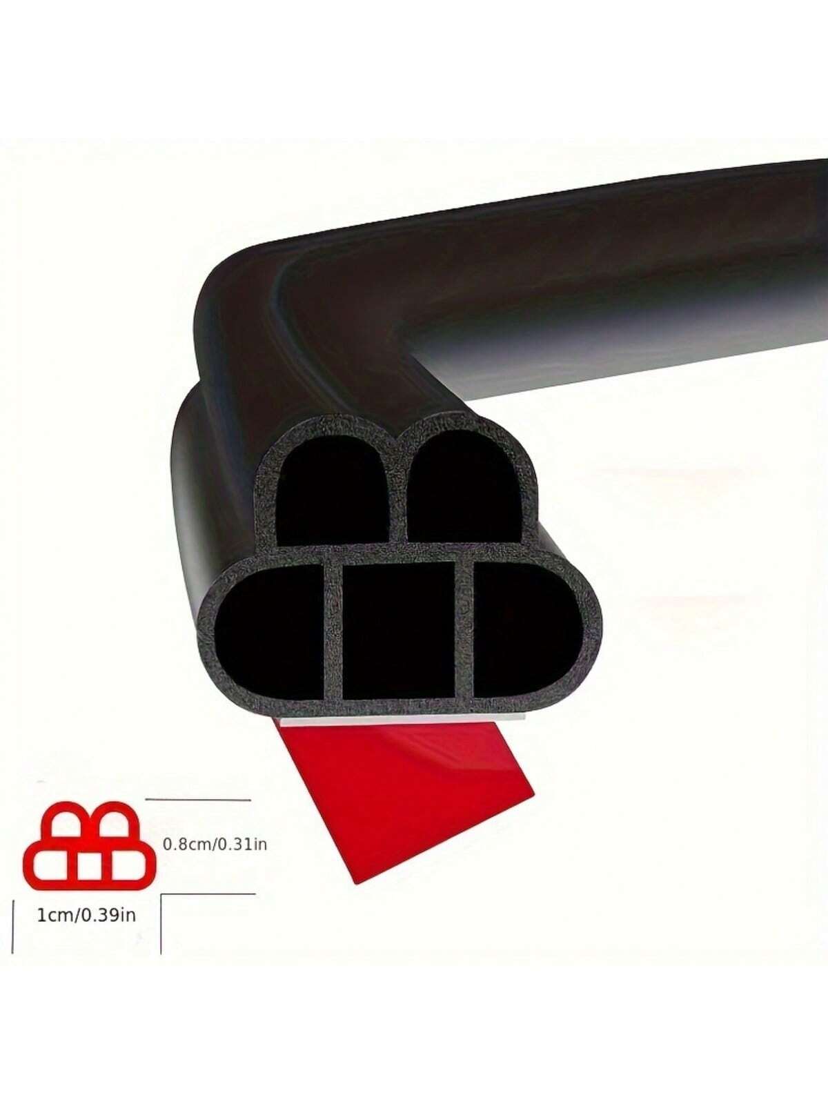 1pc Automotive Rubber Door Seal Strip, 5-Hole Rubber Edge Protector For Sound Insulation, Shock Absorption And Noise Reduction, Fits Most Car Models