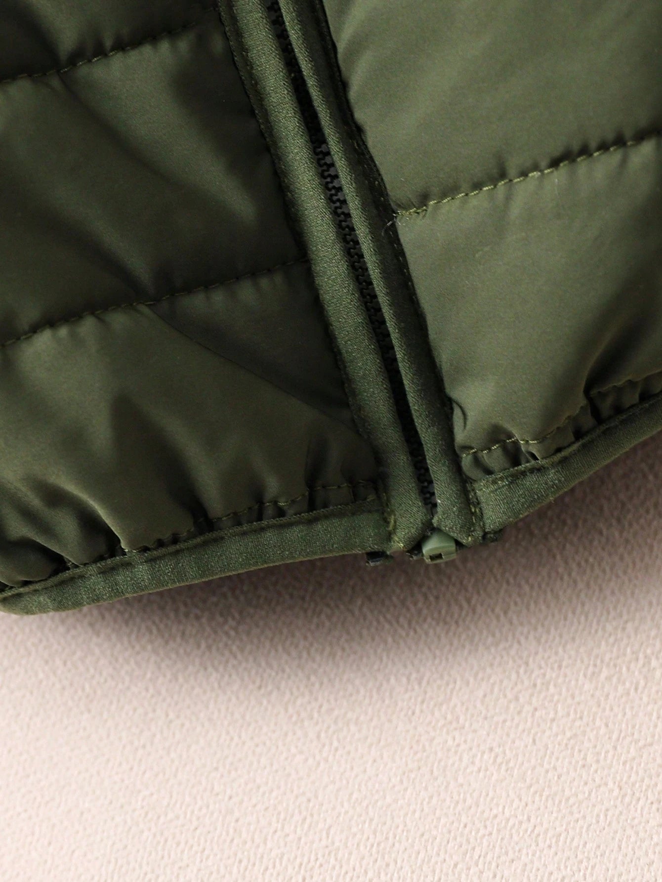 1pc Baby Boys Olive Green Solid Color Sleeveless Zipper Front Vest Jacket, Warm Comfortable Autumn Winter Outerwear For Cow Boy Date, Versatile