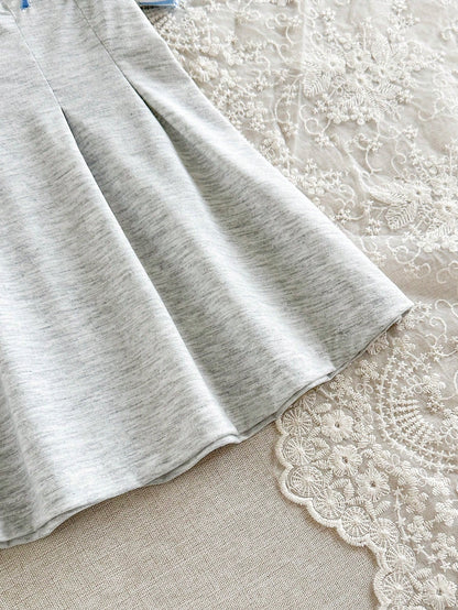 1pc Baby Girls' White Casual Dress, Ribbed Collar & Cuffs, Suitable For Casual Wear, Outings, Sports, Parties
