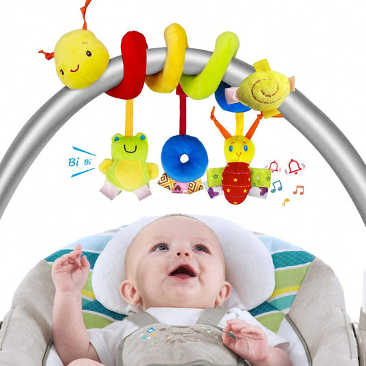 1pc Baby Hanging Rattle Toy, Car Seat Hanging Rattle Toy, Spiral Stroller Toy, Spiral Stroller Hanging Toy, Suitable For 0-6 Months Boys Girls, Newborn Gift (Ribbon Color Random)