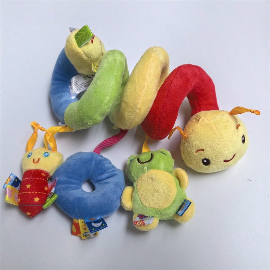 1pc Baby Hanging Rattle Toy, Car Seat Hanging Rattle Toy, Spiral Stroller Toy, Spiral Stroller Hanging Toy, Suitable For 0-6 Months Boys Girls, Newborn Gift (Ribbon Color Random)