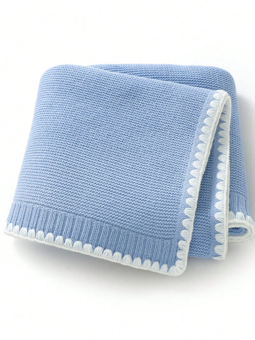 1pc Baby Knit Swaddle Blanket, Casual Minimalist Elegant Trimmed Stroller Blanket, Suitable For All Seasons Love Valentine