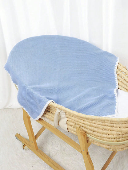 1pc Baby Knit Swaddle Blanket, Casual Minimalist Elegant Trimmed Stroller Blanket, Suitable For All Seasons Love Valentine