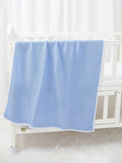 1pc Baby Knit Swaddle Blanket, Casual Minimalist Elegant Trimmed Stroller Blanket, Suitable For All Seasons Love Valentine