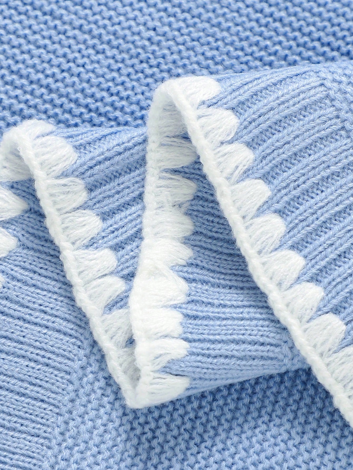 1pc Baby Knit Swaddle Blanket, Casual Minimalist Elegant Trimmed Stroller Blanket, Suitable For All Seasons Love Valentine