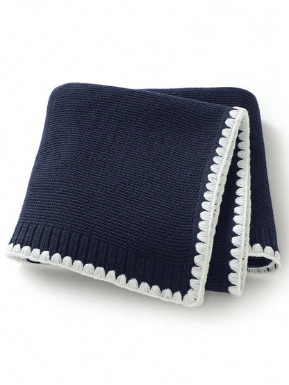 1pc Baby Knit Swaddle Blanket, Casual Minimalist Elegant Trimmed Stroller Blanket, Suitable For All Seasons Love Valentine