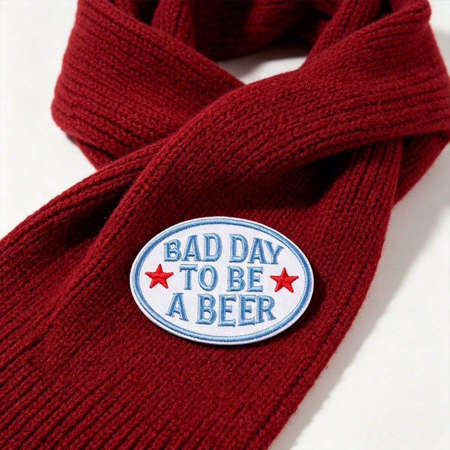 1pc "Bad Day To Be A Beer" Iron-On Patch, 3-Inch Funny Embroidered Applique, Sew-On Badge For Hats, Jackets, Vests, Backpacks, Clothing Decoration
