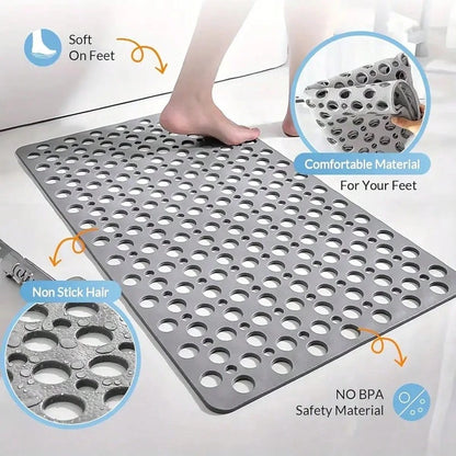 1pc Bathroom Mat With Suction Cup, Shower Blanket, Shower Mat With Circular Hole Design, Bathroom Massage Ring, Quick Drainage, Suitable For Shower Rooms, Bathroom Decor,Hotel Bathrooms, Toilets, Bath