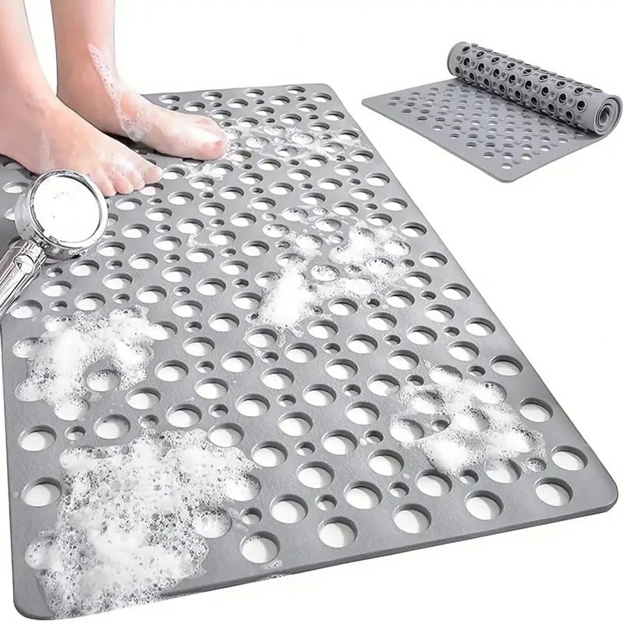 1pc Bathroom Mat With Suction Cup, Shower Blanket, Shower Mat With Circular Hole Design, Bathroom Massage Ring, Quick Drainage, Suitable For Shower Rooms, Bathroom Decor,Hotel Bathrooms, Toilets, Bath