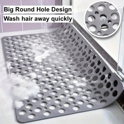 1pc Bathroom Mat With Suction Cup, Shower Blanket, Shower Mat With Circular Hole Design, Bathroom Massage Ring, Quick Drainage, Suitable For Shower Rooms, Bathroom Decor,Hotel Bathrooms, Toilets, Bath
