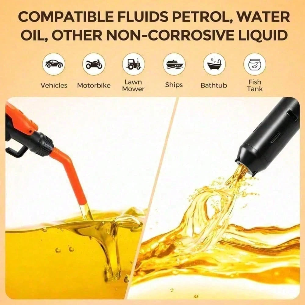 1PC Battery Operated Fuel Transfer Pump Portable Handheld Liquid Transfer Pump Heavy Duty Black Electric Siphon Pump For Gas Water Boats Camping,Water Transfer Pump, Siphon Pump, Utility Transfer Pump