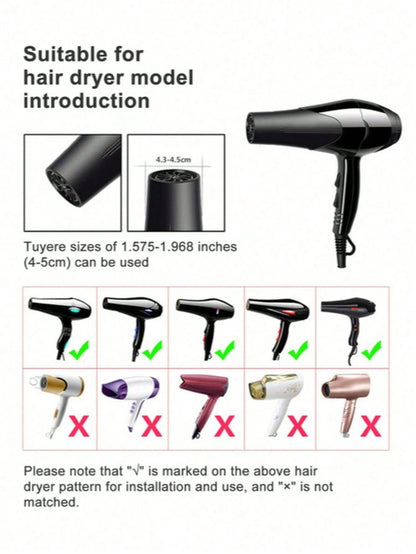 1pc Black Hair Dryer Diffuser, Salon Professional Hair Styling Blower Nozzle Attachment, Compatible With Multiple Hair Dryer Models
