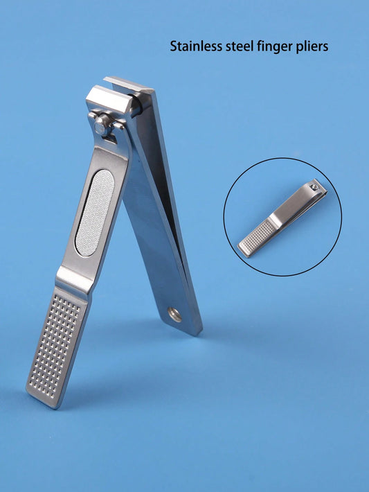 1pc Black Handle Flat Mouth Nail Clipper For Trimming Fingernails And Toenails, Suitable For Home And Travel Use