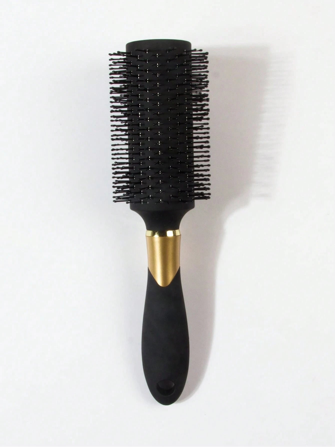 1pc Black Large Double-Prong Anti-Slip Round Hair Brush