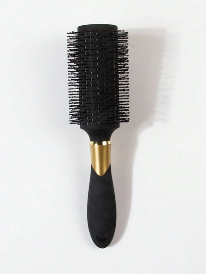 1pc Black Large Double-Prong Anti-Slip Round Hair Brush