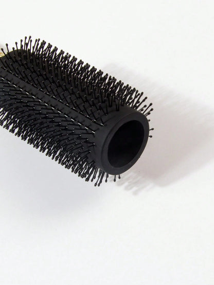 1pc Black Large Double-Prong Anti-Slip Round Hair Brush