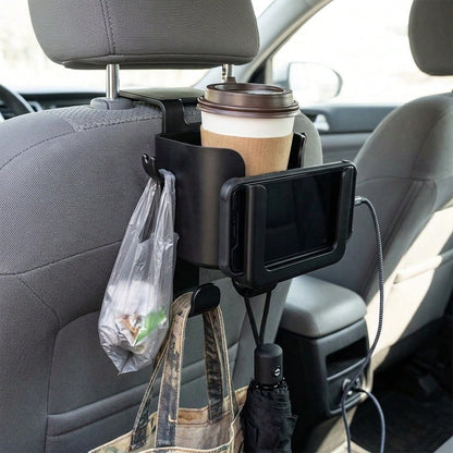 1Pc Black Practical Car Seat Back Storage Rack Multi-Compartment Hanging Organizer For Cars