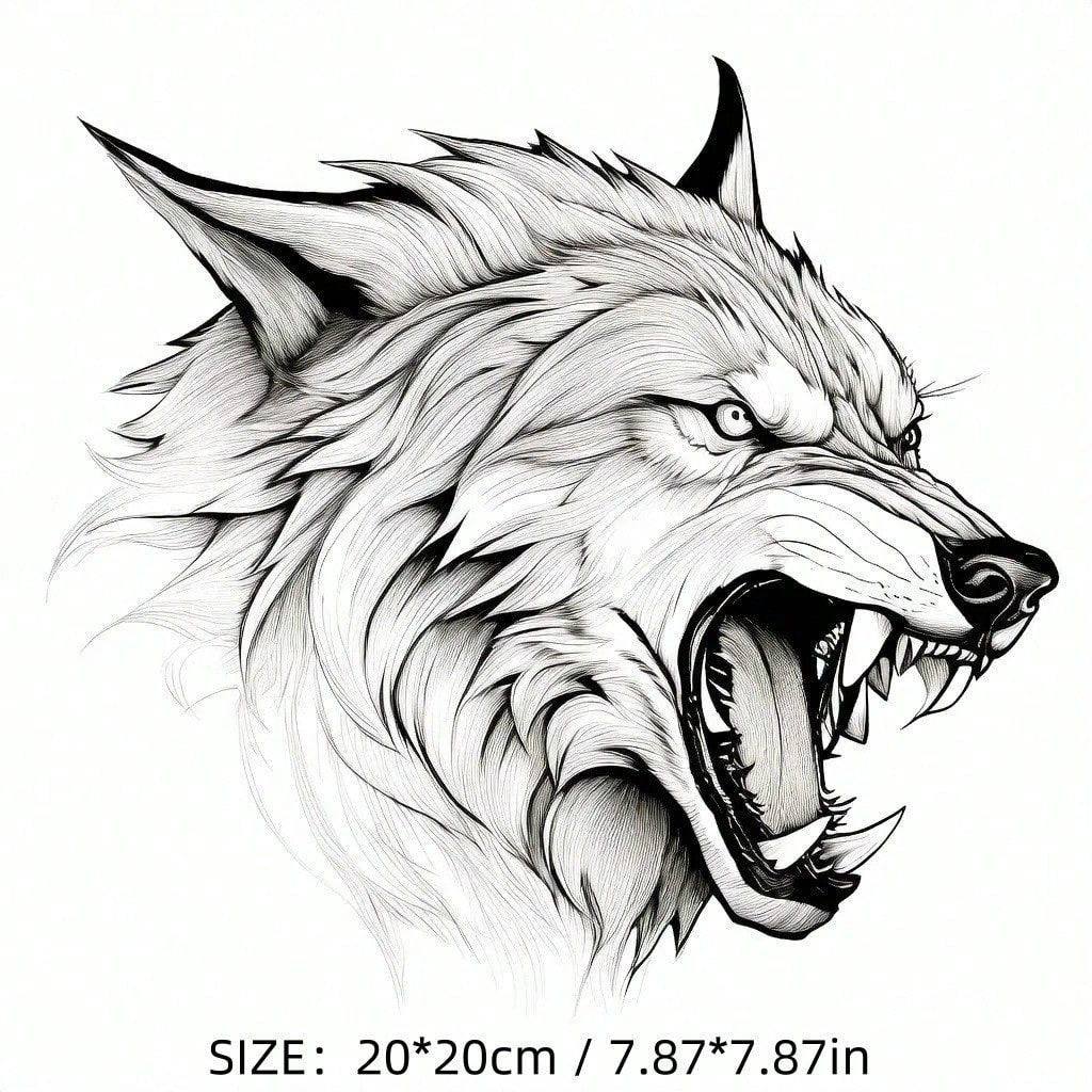 1pc Black & White Animal Series Fierce Lion Head, Wolf, Leopard, Gorilla King Kong 3D Effect Car Scratch Cover Sticker Decal For Automotive, Motorcycle, Vehicle Decoration